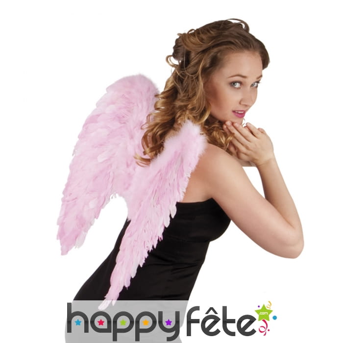 Ailes rose clair d'ange en plumes
