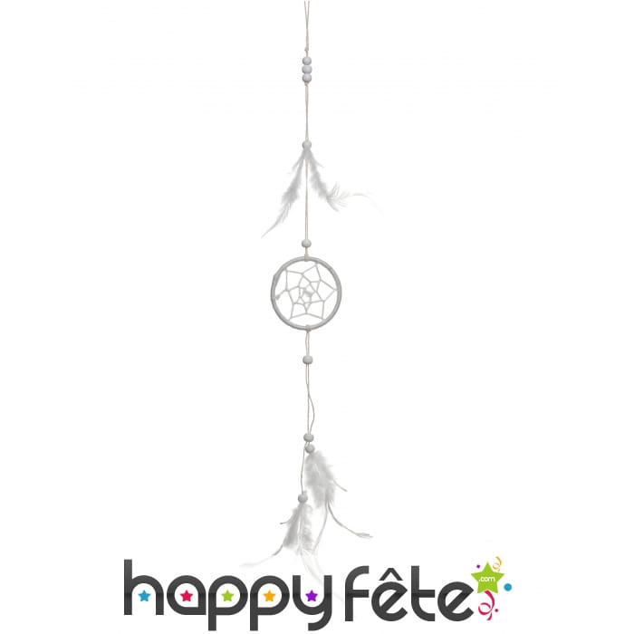 Attrape rêve indien blanc à plumes de 35 cm