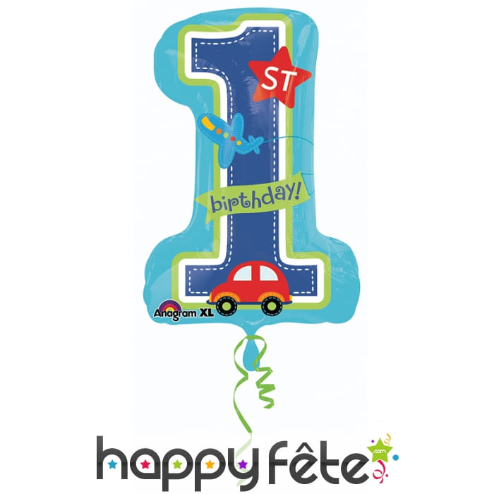 Ballon 1 an garçon, bleu