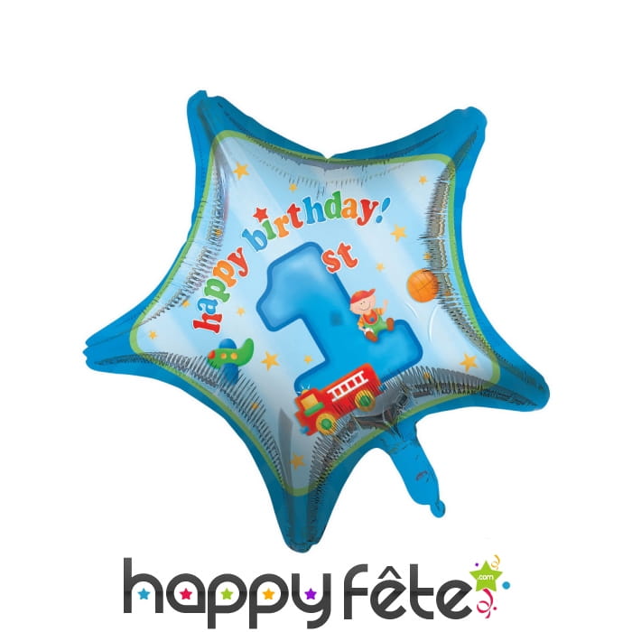 Ballon 1er anniversaire étoile bleue