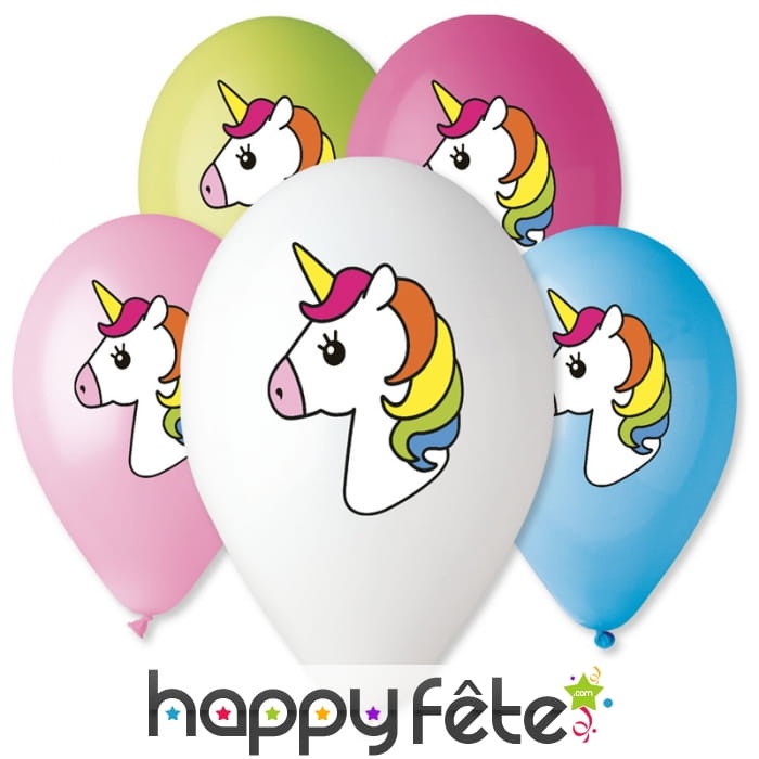 Ballon avec dessin de licorne color&eacute;e