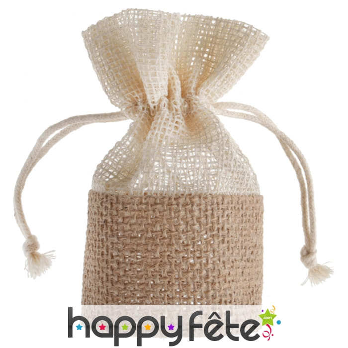 Bourse aumônière en toile de jute 5x10cm