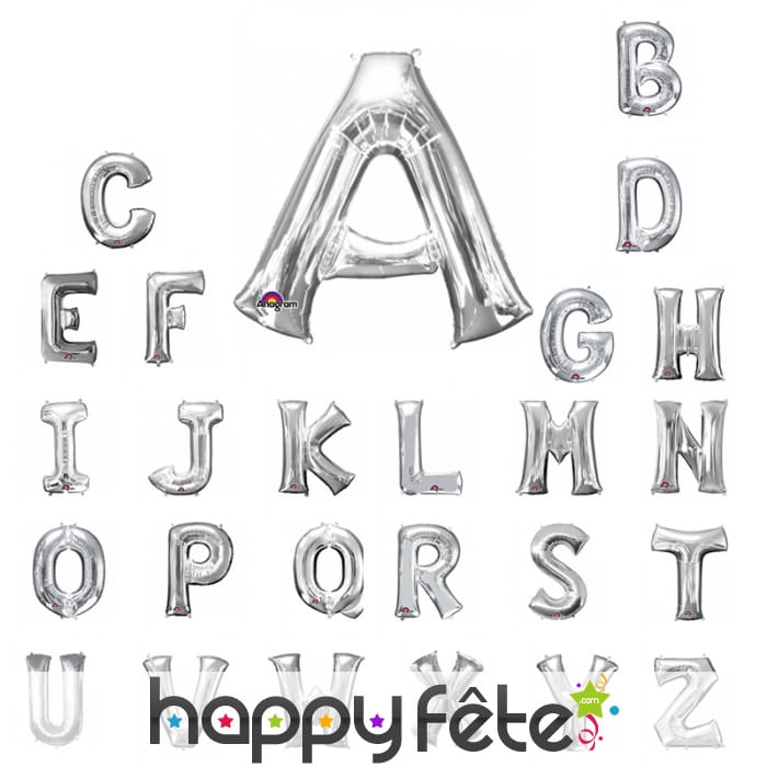 Ballon argenté géant en forme de Lettre