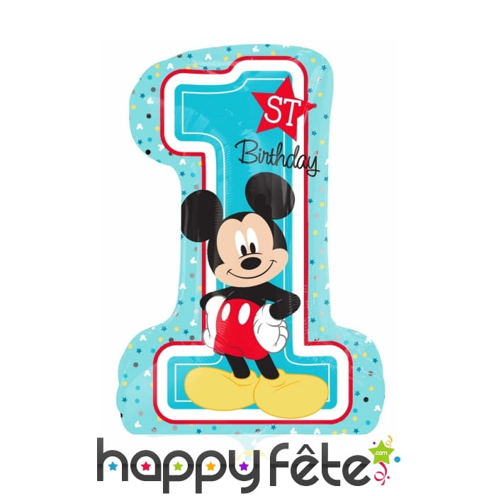 Ballon anniversaire Mickey Mouse chiffre 1 71cm