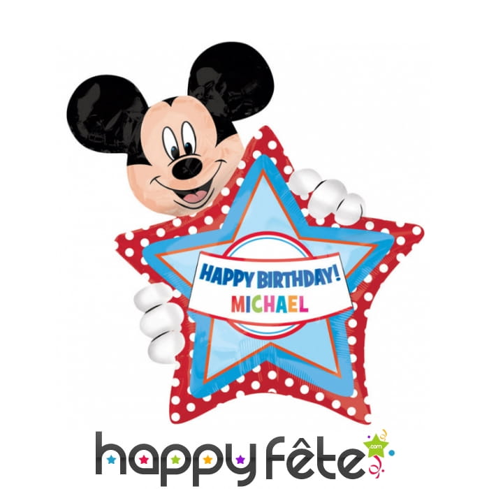 Ballon anniversaire Mickey personnalisable, 76 cm