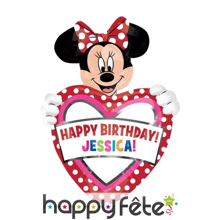 Ballon anniversaire Minnie personnalisable, 83 cm