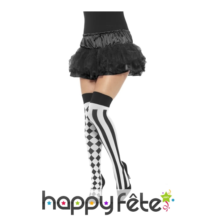 Bas arlequin noir et blanc