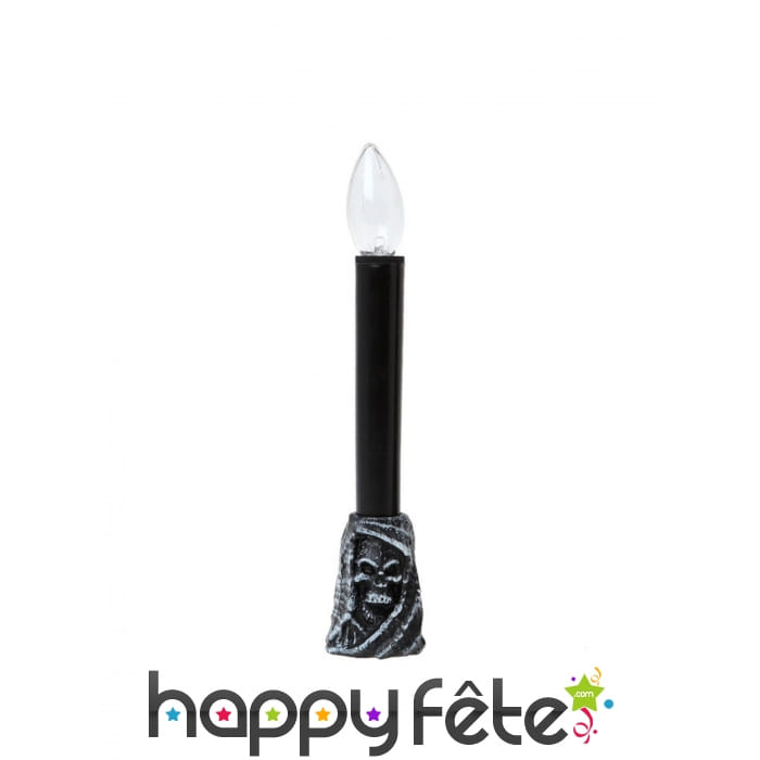 Bougie à pile avec socle tête de mort, 22 cm