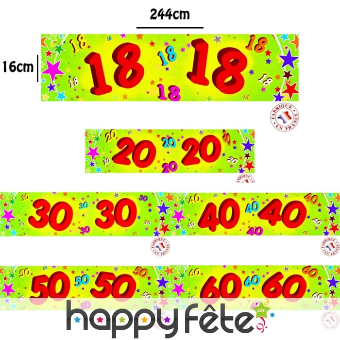 Banderole âge sur fond vert en papier 244cm
