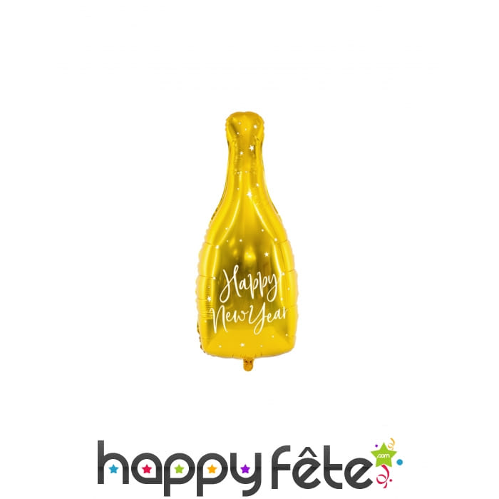Ballon bouteille de bulles happy new year doré