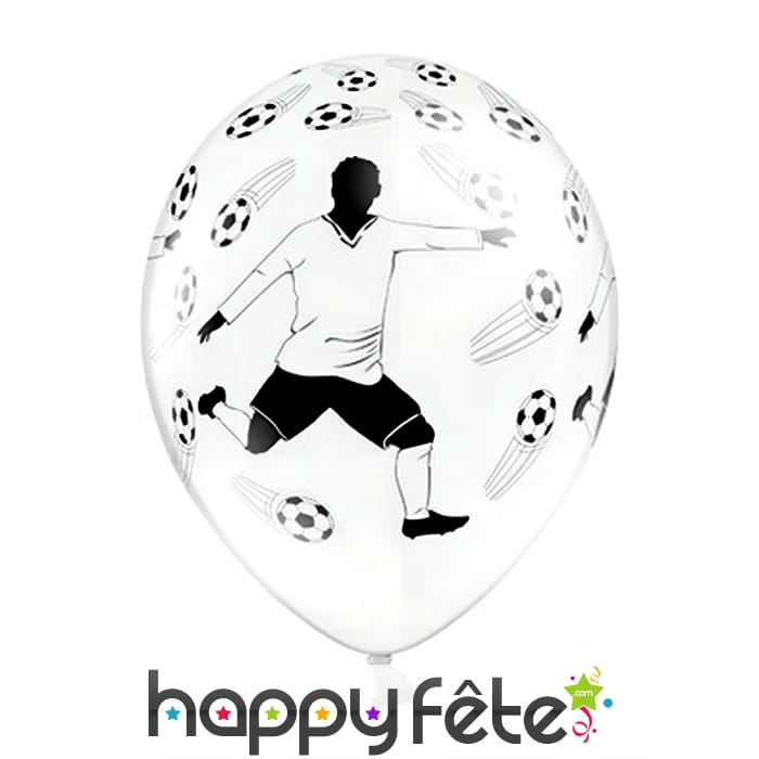 Ballons Blancs décoré d'un joueur de Foot, par 6