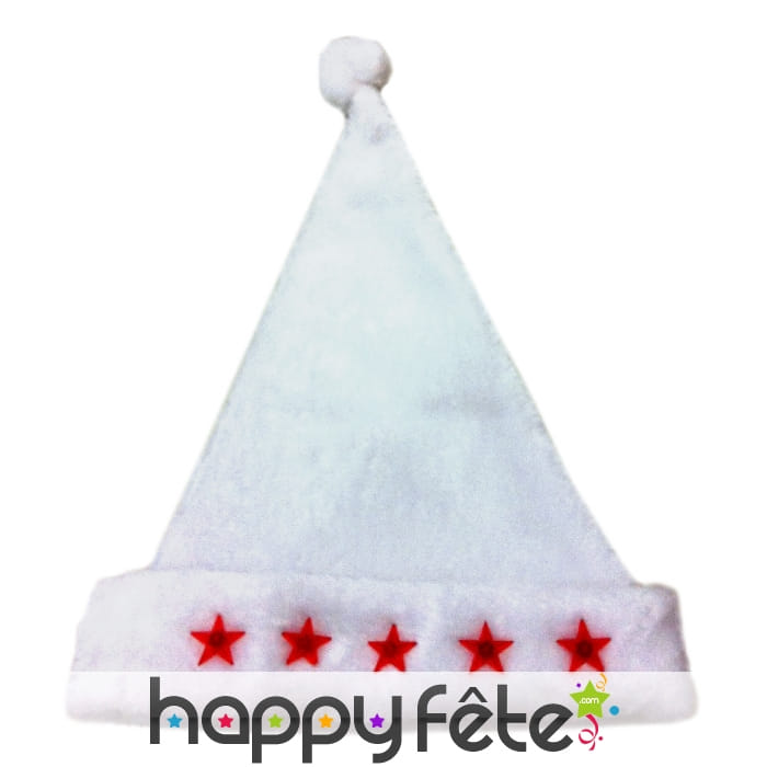 Bonnet blanc de noel avec etoiles lumineuses