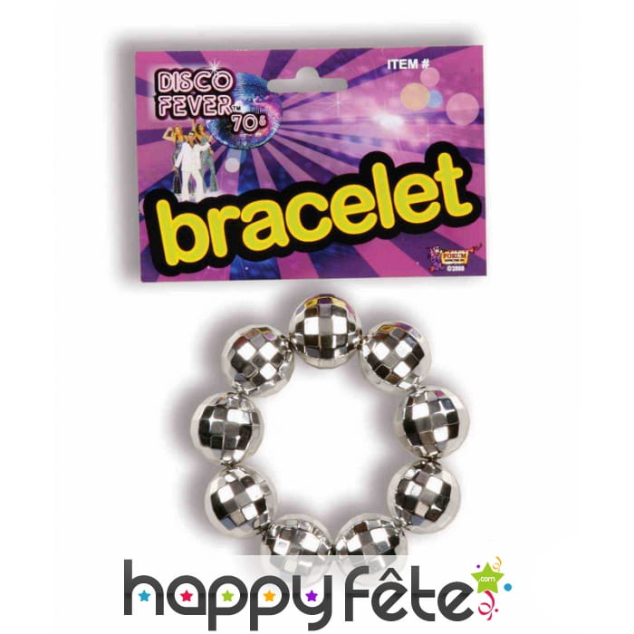 Bracelet boules disco argentées