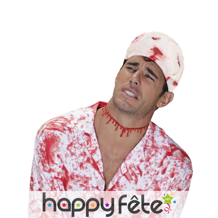 Bandage blanc ensanglantée de 6,8m