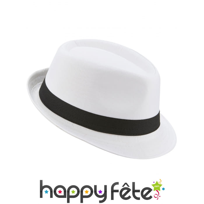 Borsalino blanc entouré d'une bande noire