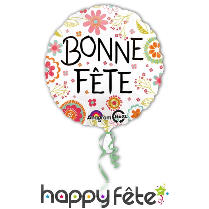 Ballon bonne fête fleuri et rond