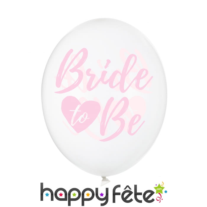 Ballons Bride to be transparent imprimé rose, x6