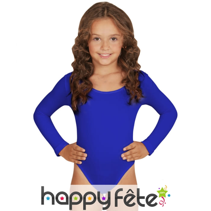 Body bleu uni manches longues pour enfant