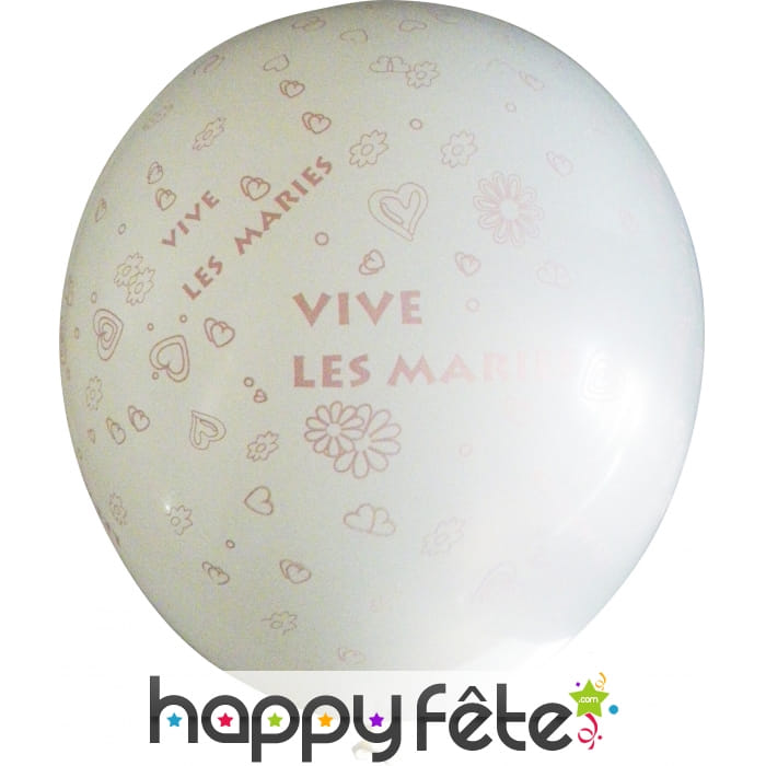 Ballons blanc "vive les mariés"