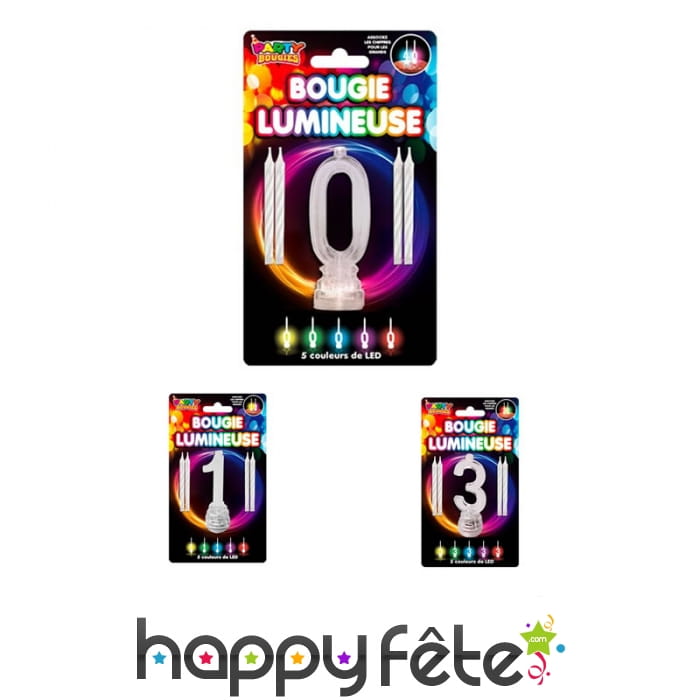 Bougies chiffre 0 lumineux
