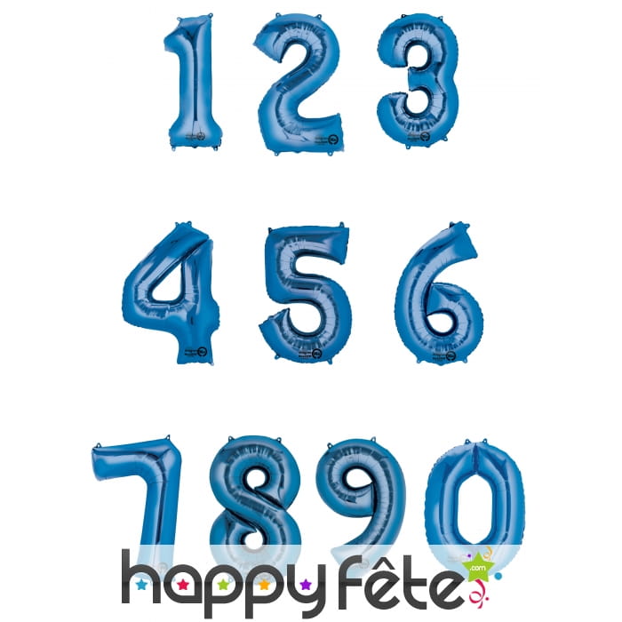 Ballon chiffre 2 bleu en alu de 50 X 88 cm