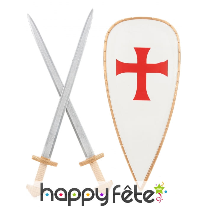 Bouclier croisé avec 2 épées pour enfant