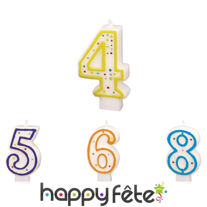 Bougie chiffre d'anniversaire à pois