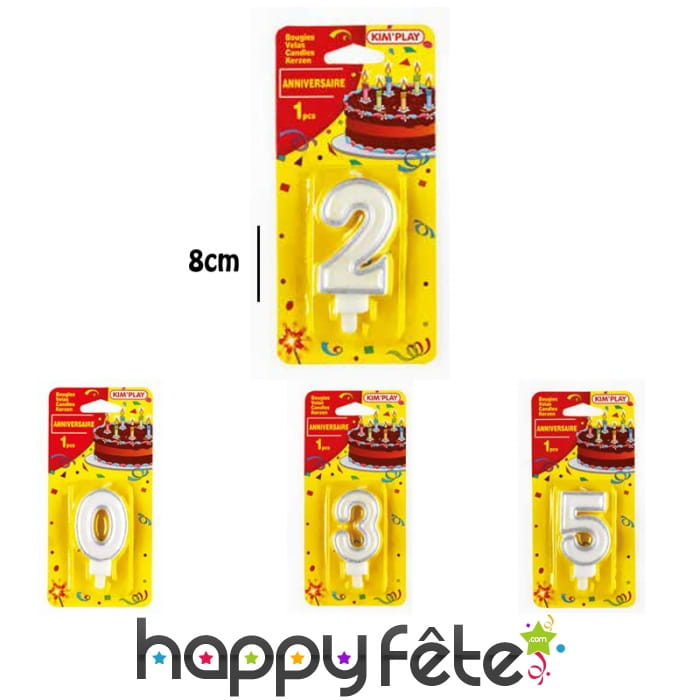 Bougie chiffre d'anniversaire avec bobèche