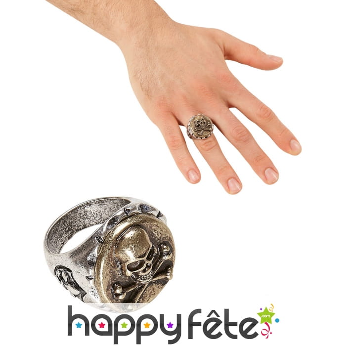 Bague crâne et os de pirate