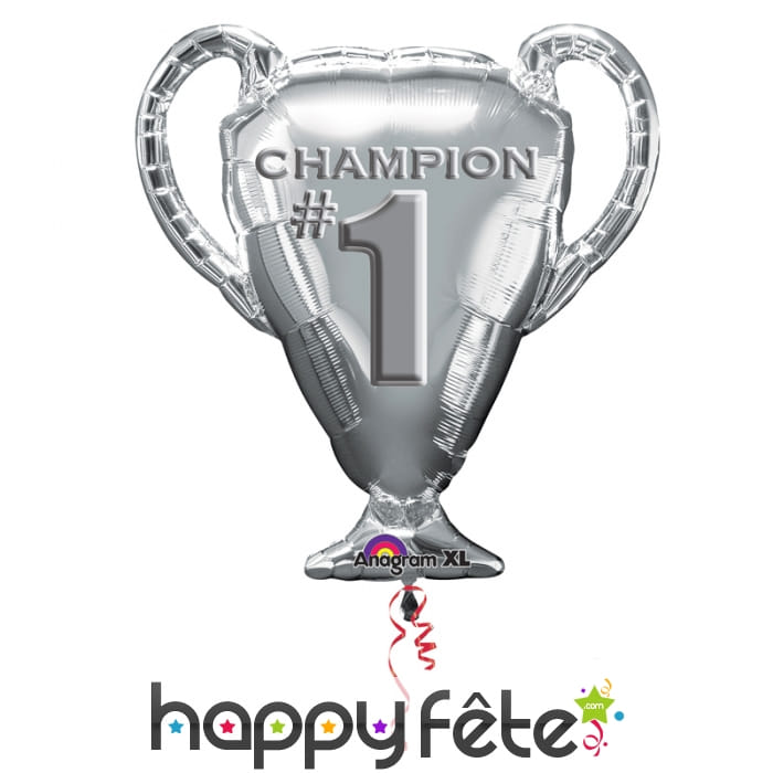 Ballon champion en forme de coupe argentée