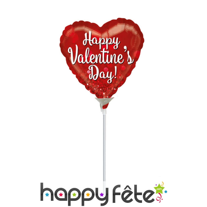 Ballon coeur happy Valentine's day rouge de 23 cm