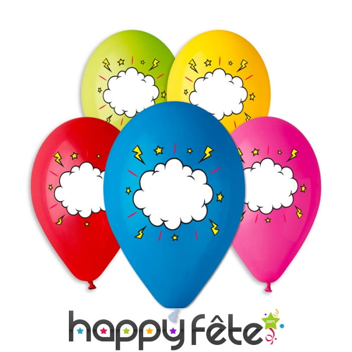 Ballons colorés imprimé nuage, par 5