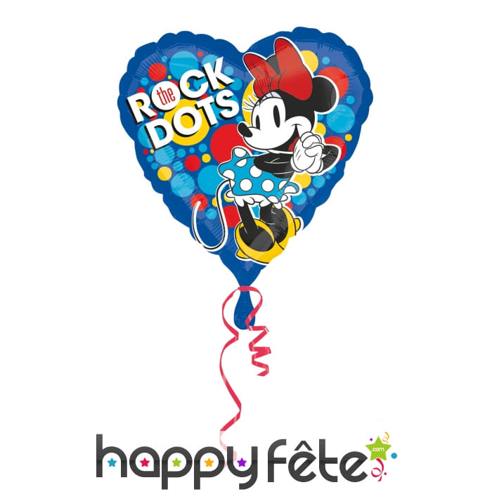 Ballon coeur Minnie the rock dots bleu, 43 cm