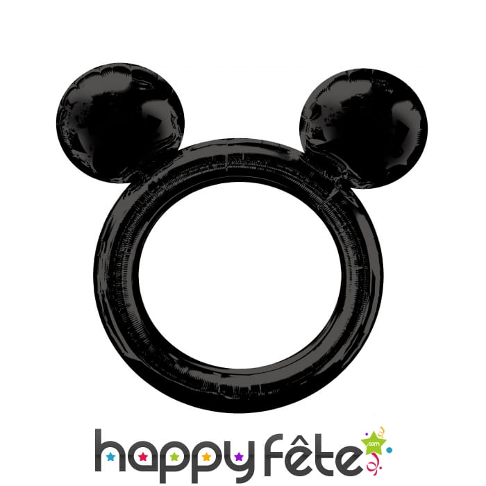 Ballon cadre noir tête de Mickey ronde, 68 x 63 cm
