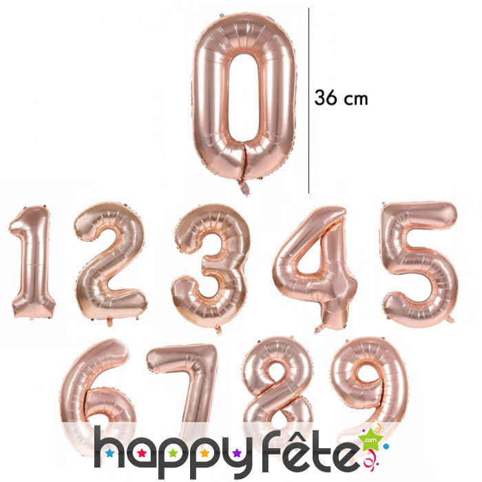Ballon chiffre rose métallisé, 36 cm