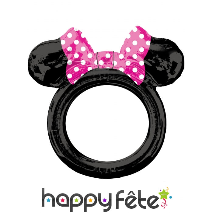 Ballon cadre tête de Minnie Mouse noir, 73 x 71cm