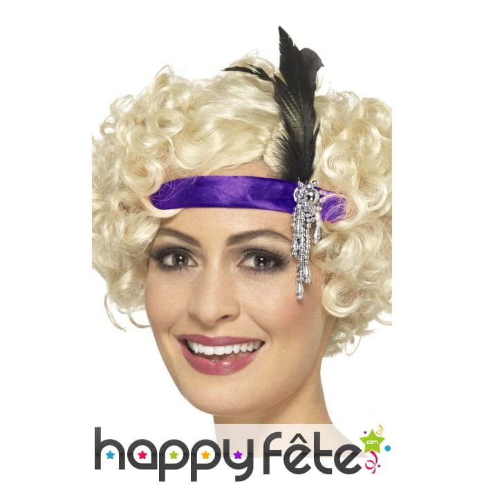 Bandeau charleston violet en satin