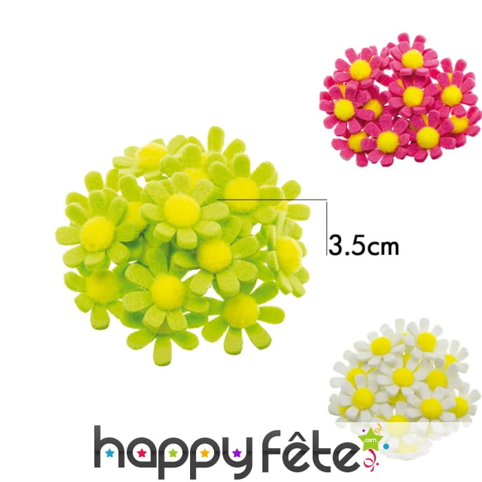 Boite de 18 pâquerettes adhésives en feutrine