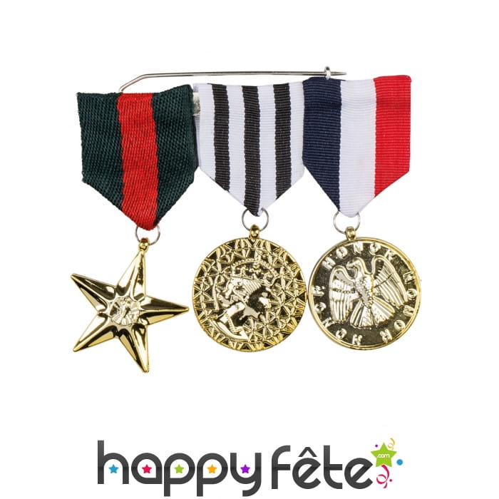 Broche de 3 médailles d'honneur en tissus