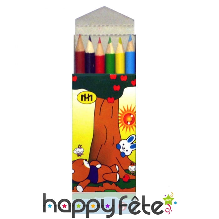 Boite de 6 crayons de couleurs, 9cm