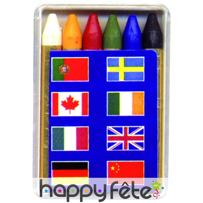 Boîte de 6 crayons gras drapeaux