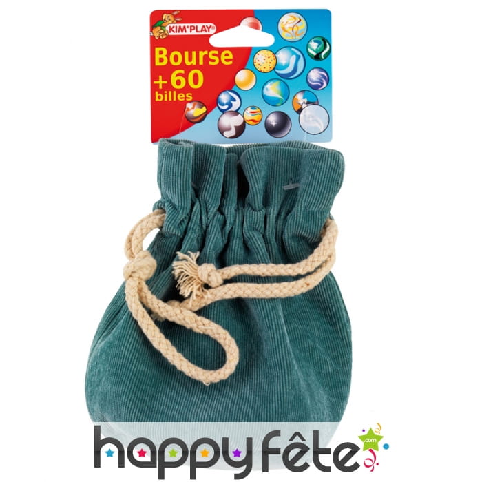 Bourse de 60 billes multicolores