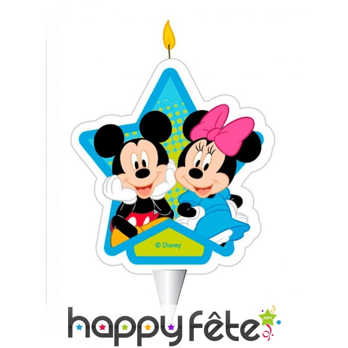 Bougie d'anniversaire Mickey et Minnie de 7,5 cm