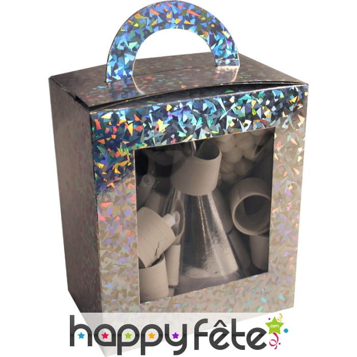 Boite de cotillons argentés, 10 personnes