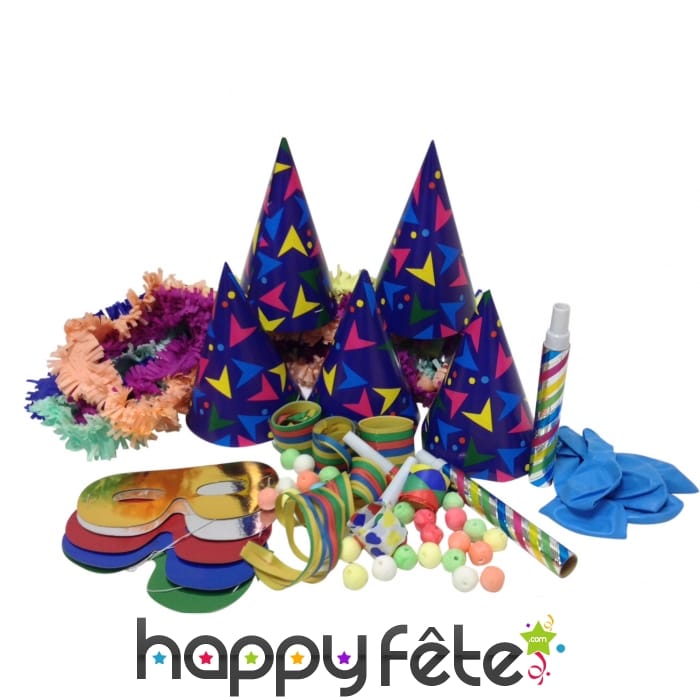 Boîte de cotillons colorés pour 25 personnes