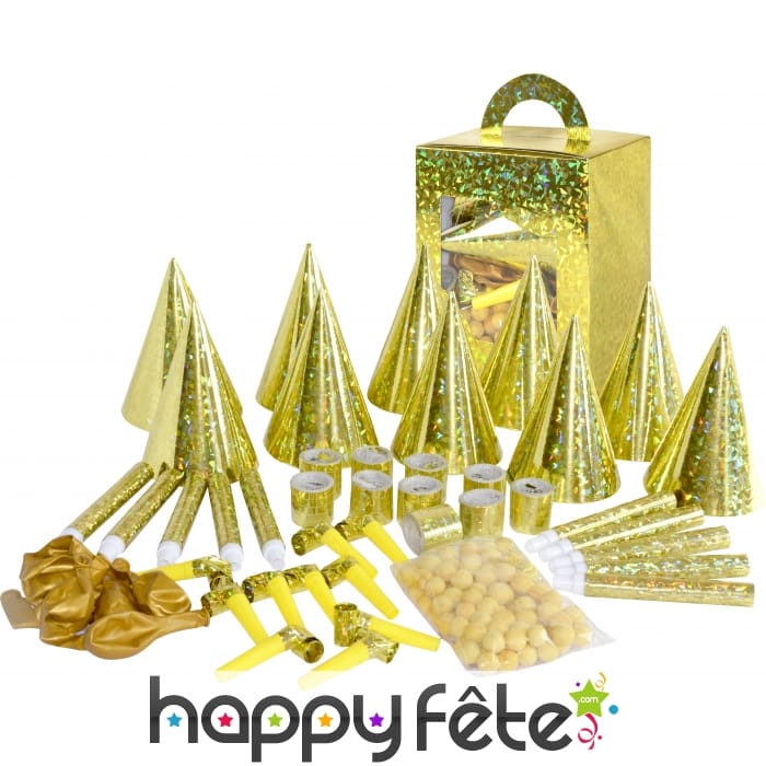 Boite de cotillons complet doré