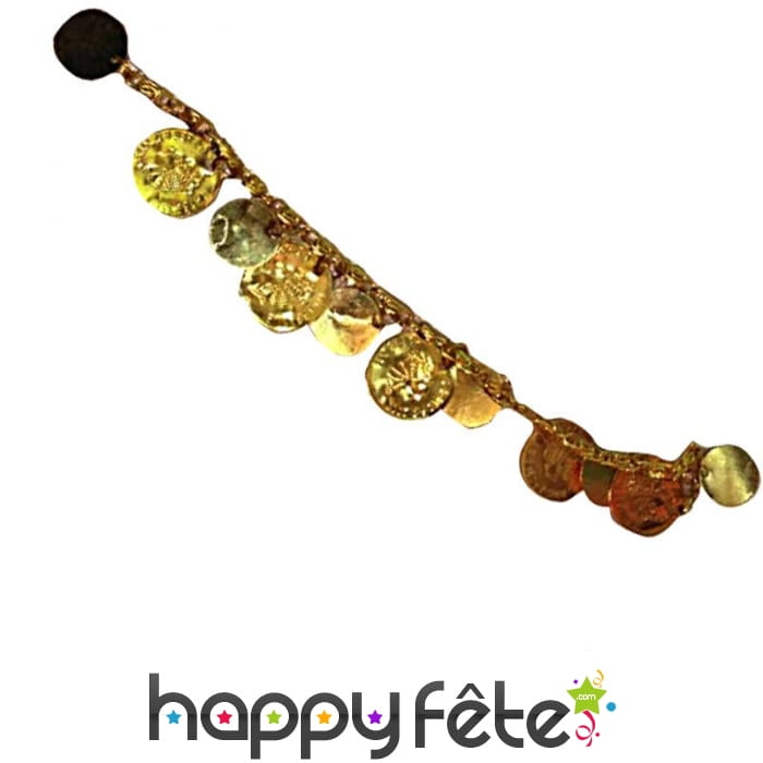 Bracelet de cheville doré avec pièces