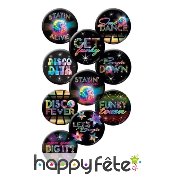 Badges Disco de 4.5 cm, par 10