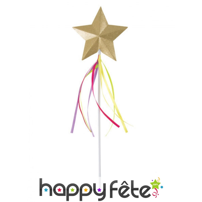 Baguette de fée avec étoile dorée et franges