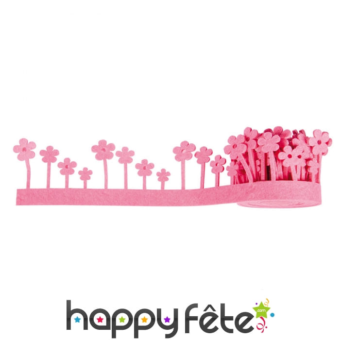 Bande de fleurs roses en feutre, 200cmx7cm